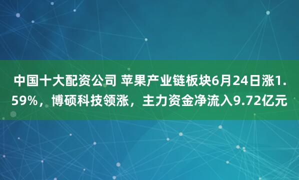 中国十大配资公司 苹果产业链板块6月24日涨1.59%，博硕科技领涨，主力资金净流入9.72亿元