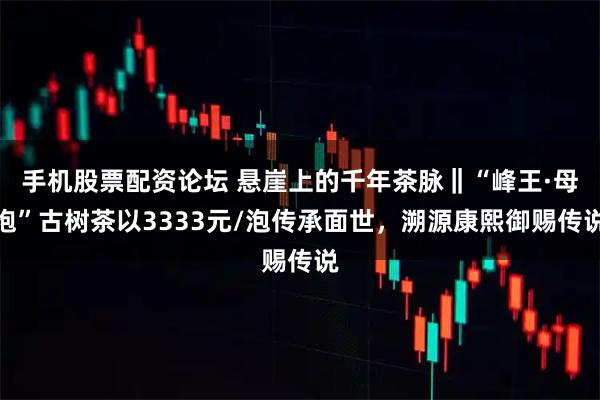 手机股票配资论坛 悬崖上的千年茶脉‖“峰王·母袍”古树茶以3333元/泡传承面世，溯源康熙御赐传说